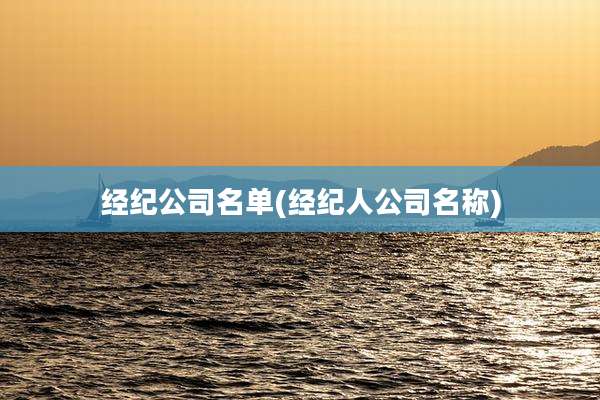 经纪公司名单(经纪人公司名称)