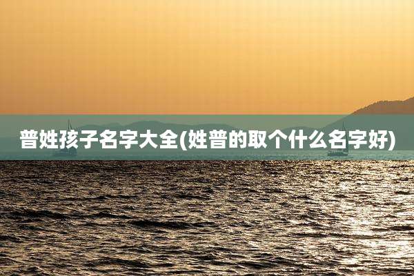 普姓孩子名字大全(姓普的取个什么名字好)