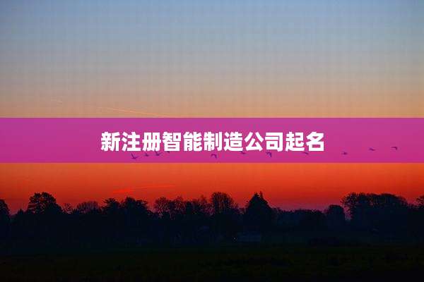 新注册智能制造公司起名