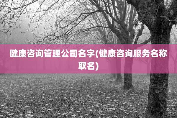 健康咨询管理公司名字(健康咨询服务名称取名)