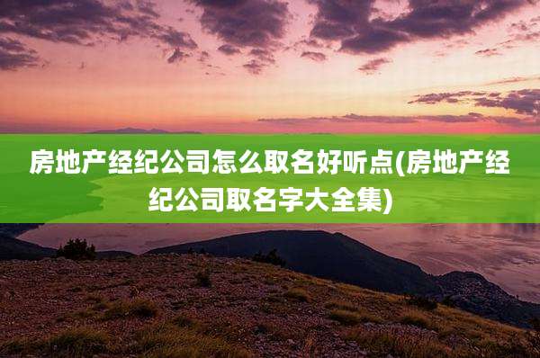 房地产经纪公司怎么取名好听点(房地产经纪公司取名字大全集)