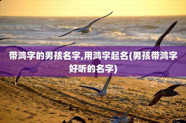带鸿字的男孩名字,用鸿字起名(男孩带鸿字好听的名字)