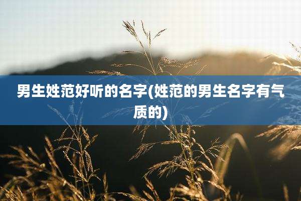 男生姓范好听的名字(姓范的男生名字有气质的)