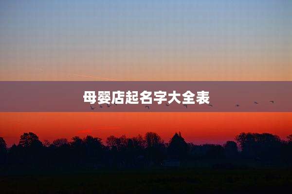 母婴店起名字大全表
