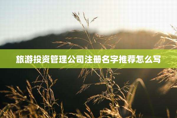 旅游投资管理公司注册名字推荐怎么写