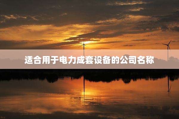 适合用于电力成套设备的公司名称
