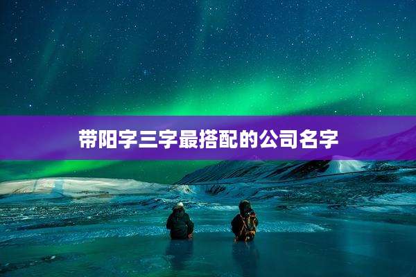 带阳字三字最搭配的公司名字