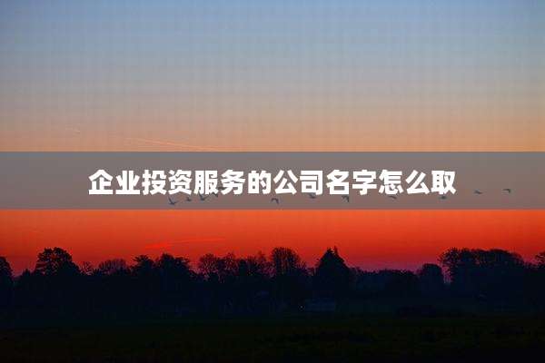 企业投资服务的公司名字怎么取