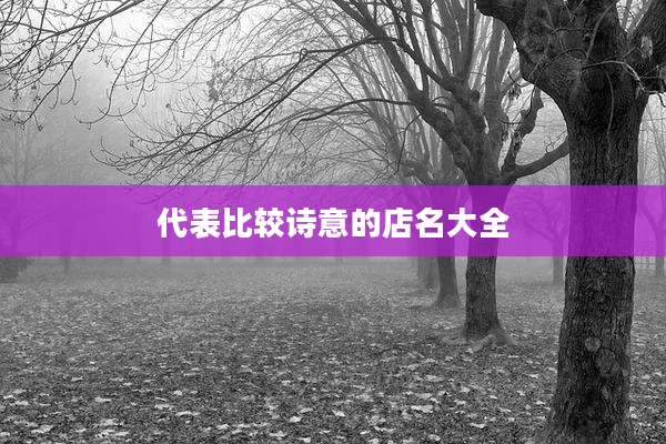 代表比较诗意的店名大全
