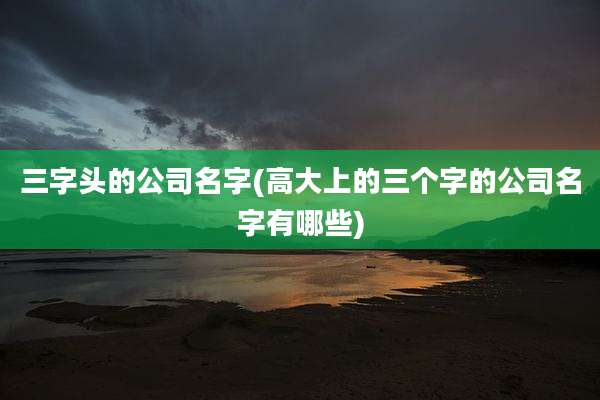 三字头的公司名字(高大上的三个字的公司名字有哪些)