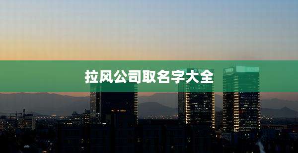 拉风公司取名字大全