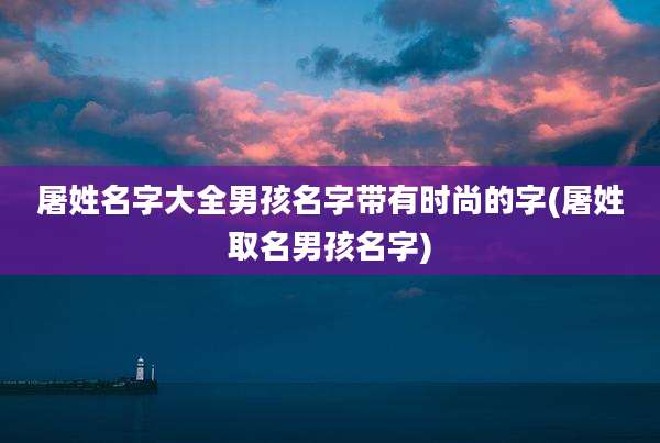 屠姓名字大全男孩名字带有时尚的字(屠姓取名男孩名字)