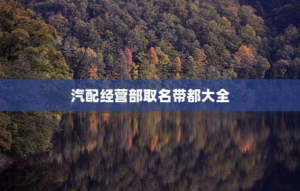 汽配经营部取名带都大全