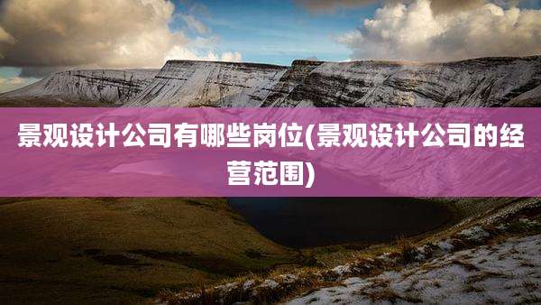 景观设计公司有哪些岗位(景观设计公司的经营范围)