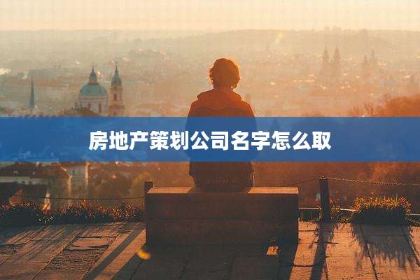 房地产策划公司名字怎么取