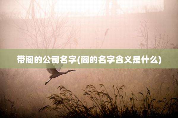 带阁的公司名字(阁的名字含义是什么)