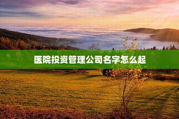 医院投资管理公司名字怎么起