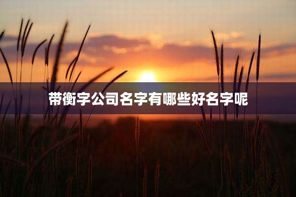 带衡字公司名字有哪些好名字呢