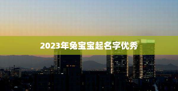2023年兔宝宝起名字优秀