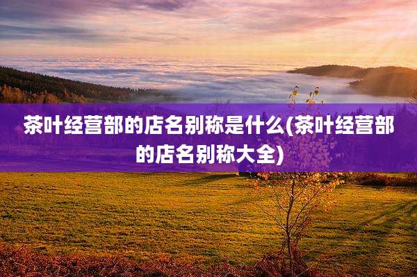 茶叶经营部的店名别称是什么(茶叶经营部的店名别称大全)