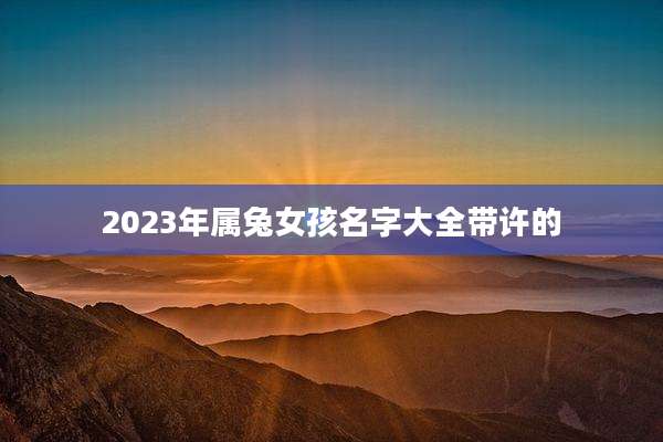 2023年属兔女孩名字大全带许的