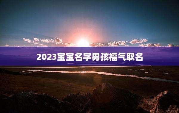 2023宝宝名字男孩福气取名