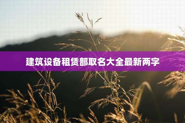 建筑设备租赁部取名大全最新两字