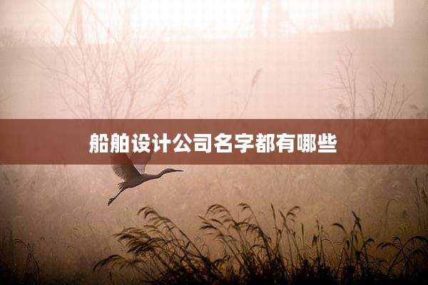 船舶设计公司名字都有哪些