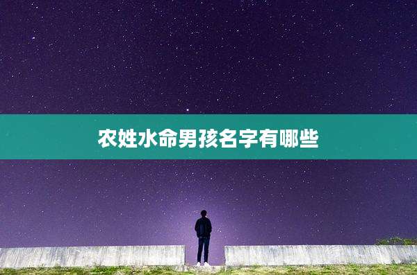 农姓水命男孩名字有哪些