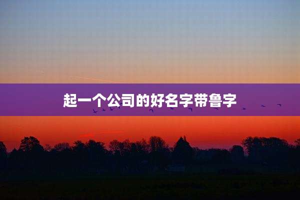 起一个公司的好名字带鲁字