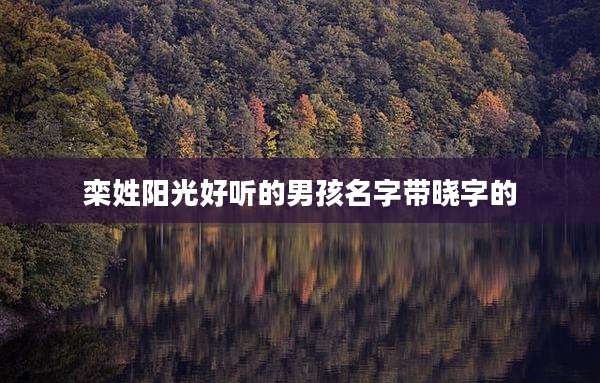 栾姓阳光好听的男孩名字带晓字的