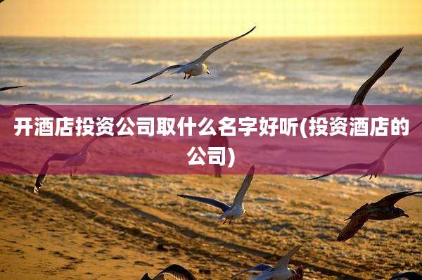 开酒店投资公司取什么名字好听(投资酒店的公司)