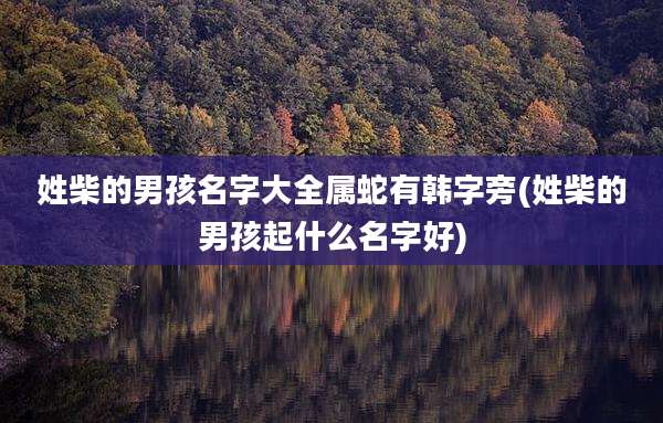 姓柴的男孩名字大全属蛇有韩字旁(姓柴的男孩起什么名字好)