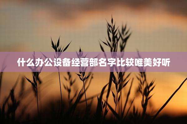什么办公设备经营部名字比较唯美好听