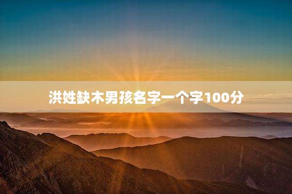 洪姓缺木男孩名字一个字100分