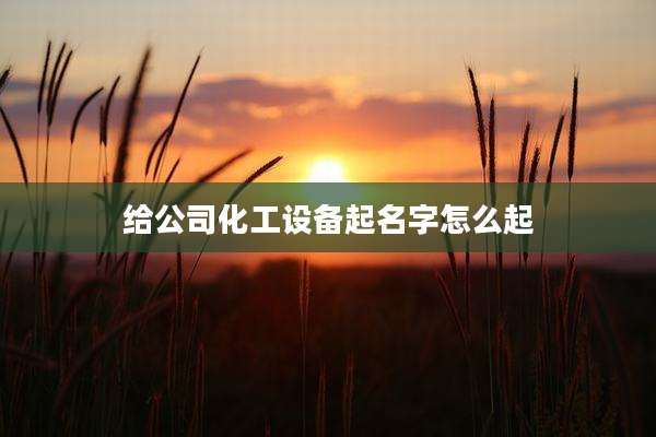 给公司化工设备起名字怎么起