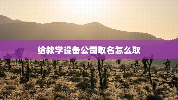 给教学设备公司取名怎么取