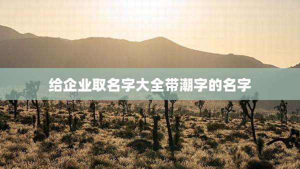 给企业取名字大全带潮字的名字