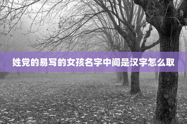 姓党的易写的女孩名字中间是汉字怎么取