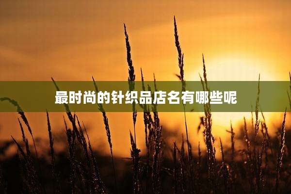 最时尚的针织品店名有哪些呢