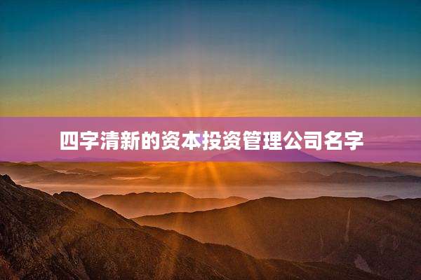 四字清新的资本投资管理公司名字