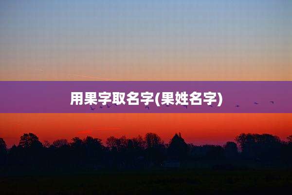 用果字取名字(果姓名字)