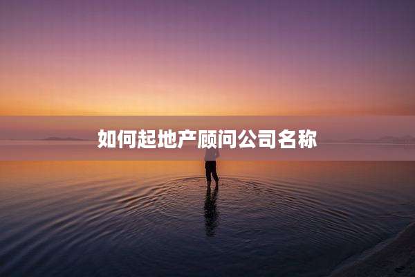 如何起地产顾问公司名称