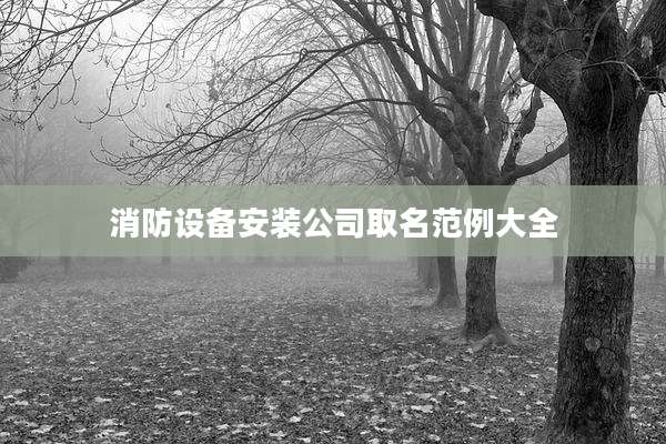 消防设备安装公司取名范例大全