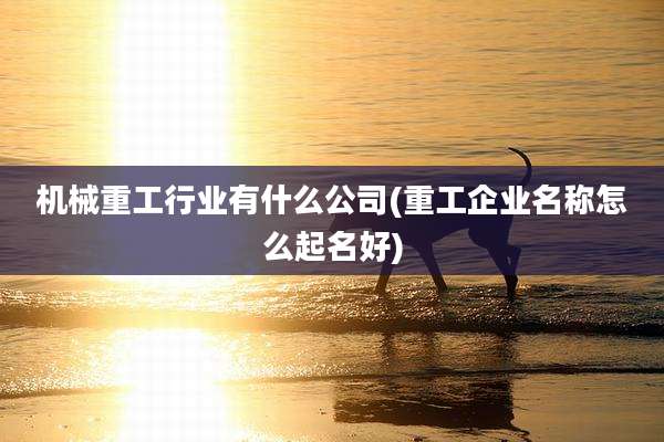 机械重工行业有什么公司(重工企业名称怎么起名好)