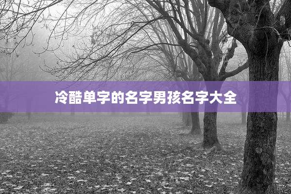 冷酷单字的名字男孩名字大全