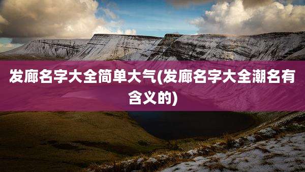 发廊名字大全简单大气(发廊名字大全潮名有含义的)