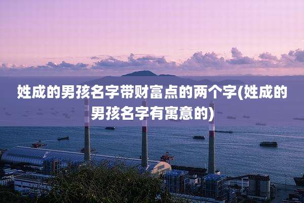 姓成的男孩名字带财富点的两个字(姓成的男孩名字有寓意的)