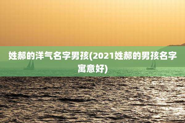 姓郝的洋气名字男孩(2021姓郝的男孩名字寓意好)