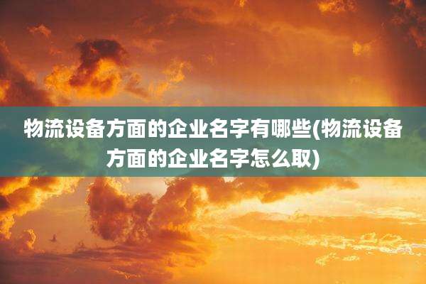 物流设备方面的企业名字有哪些(物流设备方面的企业名字怎么取)